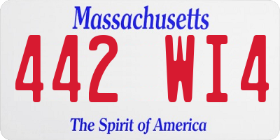 MA license plate 442WI4