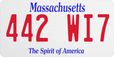 MA license plate 442WI7