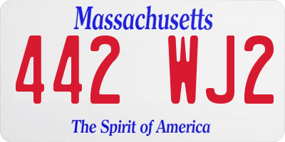 MA license plate 442WJ2