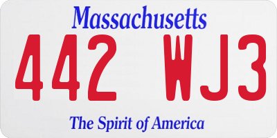 MA license plate 442WJ3