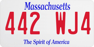 MA license plate 442WJ4