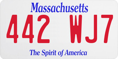 MA license plate 442WJ7