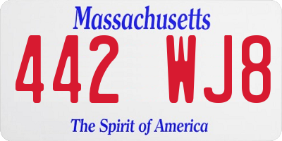 MA license plate 442WJ8