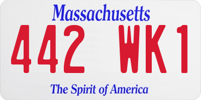 MA license plate 442WK1