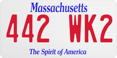 MA license plate 442WK2