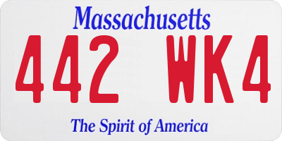 MA license plate 442WK4
