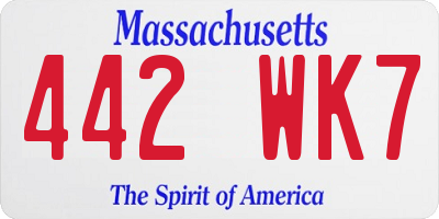 MA license plate 442WK7