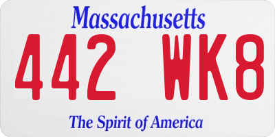 MA license plate 442WK8