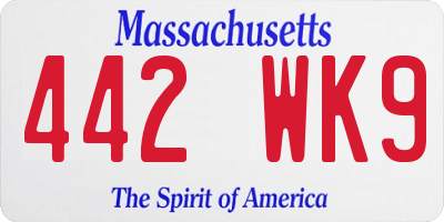 MA license plate 442WK9