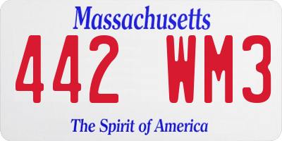 MA license plate 442WM3