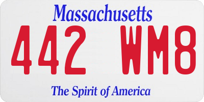 MA license plate 442WM8
