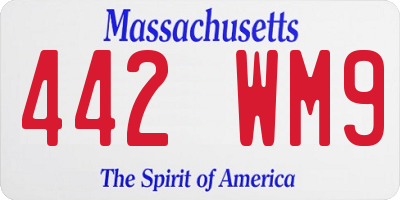 MA license plate 442WM9