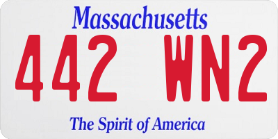 MA license plate 442WN2