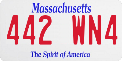 MA license plate 442WN4