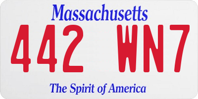 MA license plate 442WN7