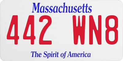 MA license plate 442WN8