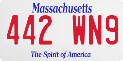 MA license plate 442WN9