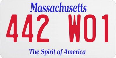 MA license plate 442WO1