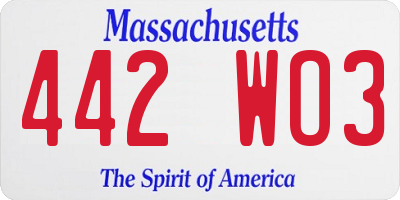 MA license plate 442WO3
