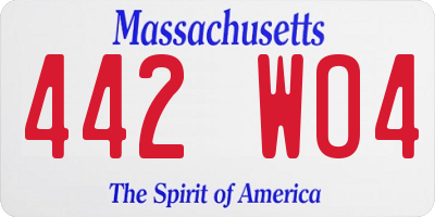MA license plate 442WO4