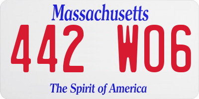 MA license plate 442WO6