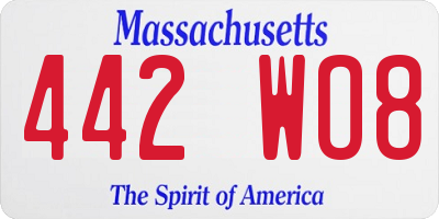MA license plate 442WO8