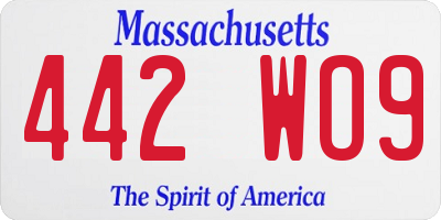 MA license plate 442WO9