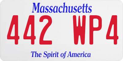 MA license plate 442WP4