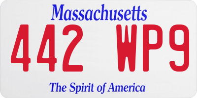 MA license plate 442WP9