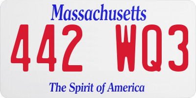 MA license plate 442WQ3