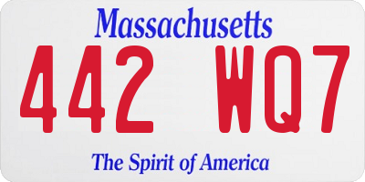 MA license plate 442WQ7