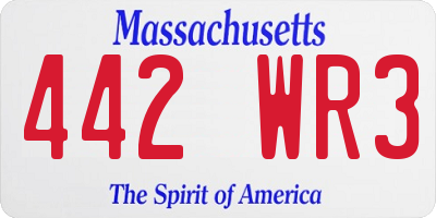 MA license plate 442WR3