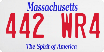 MA license plate 442WR4