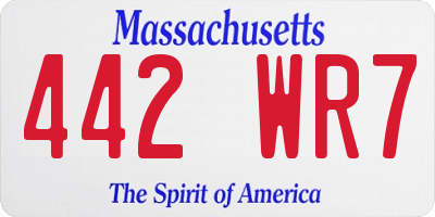 MA license plate 442WR7