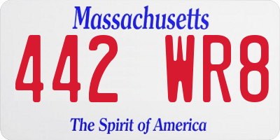 MA license plate 442WR8