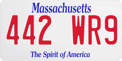 MA license plate 442WR9