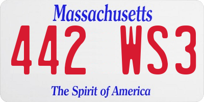 MA license plate 442WS3
