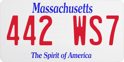 MA license plate 442WS7