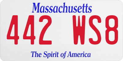 MA license plate 442WS8