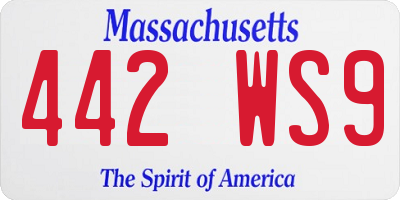 MA license plate 442WS9