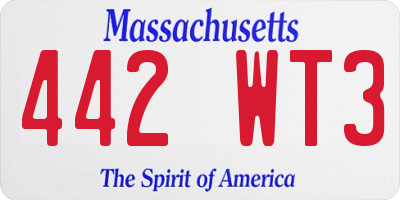 MA license plate 442WT3