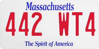 MA license plate 442WT4