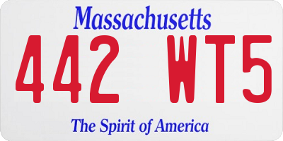 MA license plate 442WT5