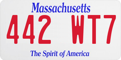 MA license plate 442WT7