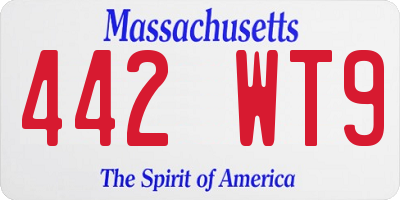 MA license plate 442WT9
