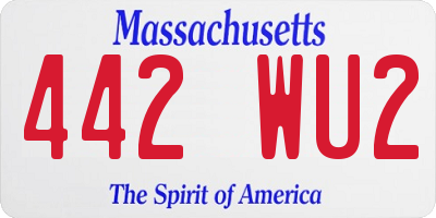 MA license plate 442WU2