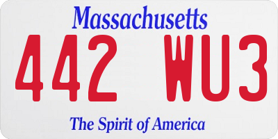 MA license plate 442WU3