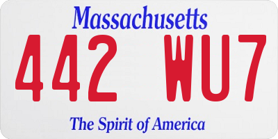 MA license plate 442WU7
