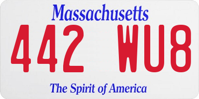 MA license plate 442WU8