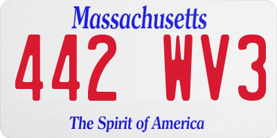 MA license plate 442WV3